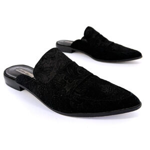 Vtg Charles David Mule Slides Size 8.5 Retro Suede Paisley 90s Regency Victorian